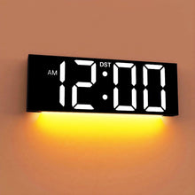 Load image into Gallery viewer, JALL 12'' Large Digital Wall Clock, Big LED Number Dispaly, RGB Colors, DST, Night Light for Classroom, Living Room, Bedroom, Mounted, Birthday Xmas Gift