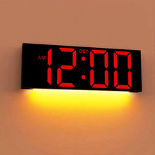 Load image into Gallery viewer, JALL 12'' Large Digital Wall Clock, Big LED Number Dispaly, RGB Colors, DST, Night Light for Classroom, Living Room, Bedroom, Mounted, Birthday Xmas Gift