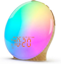 Load image into Gallery viewer, Wake Up Light Sunrise Alarm Clock with 17 Nightlights, Alarm Clocks for Bedbrooms Sound Machine with 5W Bluetooth Speaker, 25 Soothing Sounds, SleepTimer, Dual Alarms, FM Radio, Gift for Kids, Adults