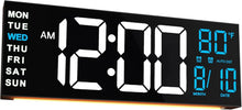 Load image into Gallery viewer, JALL 16" Large Digital Wall Mount Clock, Count Down Timer, Alarm, Big LED, RGB Color, DST, Temperature for Living Room Classroom Desk, Xmas, Birthday Gift Digital Wall Clock for Senior (White Orange)