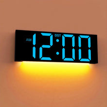 Load image into Gallery viewer, JALL 12'' Large Digital Wall Clock, Big LED Number Dispaly, RGB Colors, DST, Night Light for Classroom, Living Room, Bedroom, Mounted, Birthday Xmas Gift
