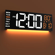Load image into Gallery viewer, JALL 16" Large Digital Wall Mount Clock, Count Down Timer, Alarm, Big LED, RGB Color, DST, Temperature for Living Room Classroom Desk, Xmas, Birthday Gift Digital Wall Clock for Senior (White Orange)