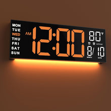 Load image into Gallery viewer, JALL 16" Large Digital Wall Mount Clock, Count Down Timer, Alarm, Big LED, RGB Color, DST, Temperature for Living Room Classroom Desk, Xmas, Birthday Gift Digital Wall Clock for Senior (White Orange)