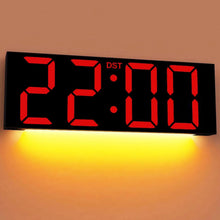 Load image into Gallery viewer, JALL 12'' Large Digital Wall Clock, Big LED Number Dispaly, RGB Colors, DST, Night Light for Classroom, Living Room, Bedroom, Mounted, Birthday Xmas Gift