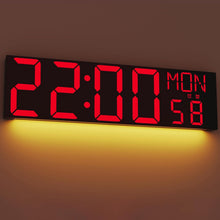 Load image into Gallery viewer, JALL 16.15 inch Large Digital Wall Clock, RGB Lights with Remote Control, Dual Alarms with Big LED Display, Auto DST, C° / F° Temperature for Classroom, Birthday Gift, Senior