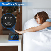 Load image into Gallery viewer, JALL Digital Alarm Clock with FM Radio for Bedroom, 8 Colors Night Light with 2 Charging Port, Sleep Sound Machines with Timer, Dual Alarm, Loud Alarm and Easy to Use for Seniors and Kids as Gift