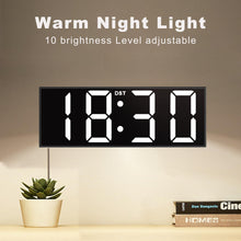 Load image into Gallery viewer, JALL 12'' Large Digital Wall Clock, Big LED Number Dispaly, RGB Colors, DST, Night Light for Classroom, Living Room, Bedroom, Mounted, Birthday Xmas Gift