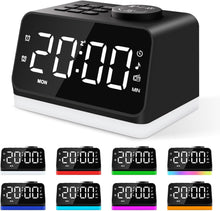 Load image into Gallery viewer, JALL Digital Alarm Clock with FM Radio for Bedroom, 8 Colors Night Light with 2 Charging Port, Sleep Sound Machines with Timer, Dual Alarm, Loud Alarm and Easy to Use for Seniors and Kids as Gift
