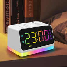 Load image into Gallery viewer, JALL Digital Alarm Clock with FM Radio for Bedroom, 8 Colors Night Light with 2 Charging Port, Sleep Sound Machines with Timer, Dual Alarm, Loud Alarm and Easy to Use for Seniors and Kids as Gift