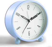 Load image into Gallery viewer, Analog Alarm Clock, 4 inch Super Silent Non Ticking Small Clock with Night Light, Battery Operated, Simple Design, Old Fashioned Style Ideal Decor, for Bedroom, Bedside, Desk, Adult, Kid, Gift, Green