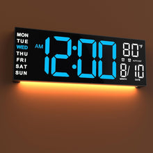 Load image into Gallery viewer, JALL 16" Large Digital Wall Mount Clock, Count Down Timer, Alarm, Big LED, RGB Color, DST, Temperature for Living Room Classroom Desk, Xmas, Birthday Gift Digital Wall Clock for Senior (White Orange)