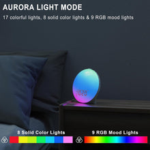 Load image into Gallery viewer, Wake Up Light Sunrise Alarm Clock with 17 Nightlights, Alarm Clocks for Bedbrooms Sound Machine with 5W Bluetooth Speaker, 25 Soothing Sounds, SleepTimer, Dual Alarms, FM Radio, Gift for Kids, Adults