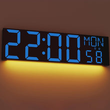 Load image into Gallery viewer, JALL 16.15 inch Large Digital Wall Clock, RGB Lights with Remote Control, Dual Alarms with Big LED Display, Auto DST, C° / F° Temperature for Classroom, Birthday Gift, Senior
