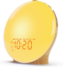 Load image into Gallery viewer, Wake Up Light Sunrise Alarm Clock for Kids, Heavy Sleepers, Bedroom, with Sunrise Simulation, Sleep Aid, Dual Alarms, FM Radio, Snooze, Nightlight, Daylight, 7 Colors, 7 Natural Sounds, Ideal for Gift