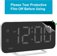 Load image into Gallery viewer, Slim LED Digital Alarm Clock, Mirror Surface for Makeup, with Diming, Large Display, Easy Setting, USB Charger Ports, Modern Bedroom, Desk, Office Living Room Decor, Christmas Birthday for Women Girl