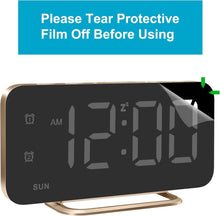 Load image into Gallery viewer, JALL Slim LED Digital Alarm Clock, Mirror Surface for Makeup, with Diming, Large Display, Easy Setting, USB Ports, Modern Decor for Bedroom, Desk, Idea for Women, Sister, College Girl, Black