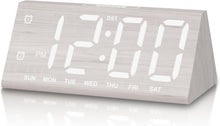 Load image into Gallery viewer, Digital Alarm Clock, with Wooden Electronic LED Time Display, 3 Alarm Settings, Humidity &amp; Temperature Detect, Wood Made Electric Clocks for Bedroom, Bedside (Black)