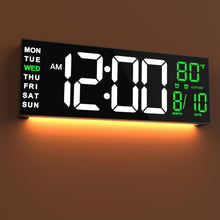 Load image into Gallery viewer, JALL 16" Large Digital Wall Mount Clock, Count Down Timer, Alarm, Big LED, RGB Color, DST, Temperature for Living Room Classroom Desk, Xmas, Birthday Gift Digital Wall Clock for Senior (White Orange)