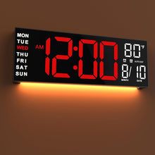 Load image into Gallery viewer, JALL 16" Large Digital Wall Mount Clock, Count Down Timer, Alarm, Big LED, RGB Color, DST, Temperature for Living Room Classroom Desk, Xmas, Birthday Gift Digital Wall Clock for Senior (White Orange)