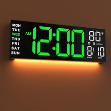 Load image into Gallery viewer, JALL 16" Large Digital Wall Mount Clock, Count Down Timer, Alarm, Big LED, RGB Color, DST, Temperature for Living Room Classroom Desk, Xmas, Birthday Gift Digital Wall Clock for Senior (White Orange)
