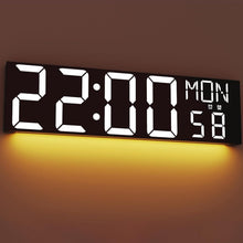 Load image into Gallery viewer, JALL 16.15 inch Large Digital Wall Clock, RGB Lights with Remote Control, Dual Alarms with Big LED Display, Auto DST, C° / F° Temperature for Classroom, Birthday Gift, Senior