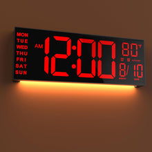 Load image into Gallery viewer, JALL 16.15 inch Large Digital Wall Clock, RGB Lights with Remote Control, Dual Alarms with Big LED Display, Auto DST, C° / F° Temperature for Classroom, Birthday Gift, Senior