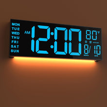Load image into Gallery viewer, JALL 16.15 inch Large Digital Wall Clock, RGB Lights with Remote Control, Dual Alarms with Big LED Display, Auto DST, C° / F° Temperature for Classroom, Birthday Gift, Senior