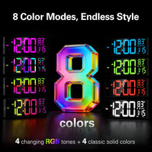 Load image into Gallery viewer, JALL 16.15 inch Large Digital Wall Clock, RGB Lights with Remote Control, Dual Alarms with Big LED Display, Auto DST, C° / F° Temperature for Classroom, Birthday Gift, Senior