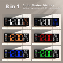 Load image into Gallery viewer, JALL 16" Large Digital Wall Mount Clock, Count Down Timer, Alarm, Big LED, RGB Color, DST, Temperature for Living Room Classroom Desk, Xmas, Birthday Gift Digital Wall Clock for Senior (White Orange)