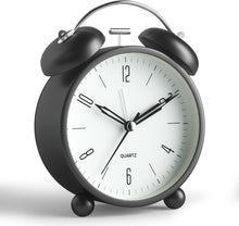 Load image into Gallery viewer, Analog Alarm Clock, 4 inch Super Silent Non Ticking Small Clock with Night Light, Battery Operated, Simple Design, Old Fashioned Style Ideal Decor, for Bedroom, Bedside, Desk, Adult, Kid, Gift, Green