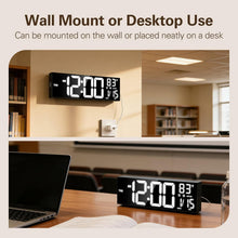Load image into Gallery viewer, JALL 16.15 inch Large Digital Wall Clock, RGB Lights with Remote Control, Dual Alarms with Big LED Display, Auto DST, C° / F° Temperature for Classroom, Birthday Gift, Senior