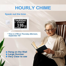 Load image into Gallery viewer, 2026 Digital Calendar Alarm Day Clock with 8" Large Screen Display, AM PM, Multiple Alarms, for Impaired Vision People, the Aged Seniors, the Dementia, for Desk, Wall Mounted, White