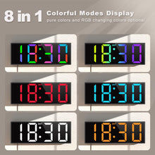 Load image into Gallery viewer, JALL 12'' Large Digital Wall Clock, Big LED Number Dispaly, RGB Colors, DST, Night Light for Classroom, Living Room, Bedroom, Mounted, Birthday Xmas Gift
