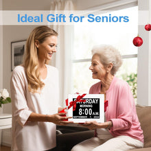 Load image into Gallery viewer, 2026 Digital Calendar Alarm Day Clock with 8" Large Screen Display, AM PM, Multiple Alarms, for Impaired Vision People, the Aged Seniors, the Dementia, for Desk, Wall Mounted, White