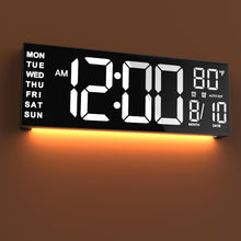 Load image into Gallery viewer, JALL 16.15 inch Large Digital Wall Clock, RGB Lights with Remote Control, Dual Alarms with Big LED Display, Auto DST, C° / F° Temperature for Classroom, Birthday Gift, Senior