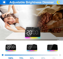 Load image into Gallery viewer, JALL Digital Alarm Clock with FM Radio for Bedroom, 8 Colors Night Light with 2 Charging Port, Sleep Sound Machines with Timer, Dual Alarm, Loud Alarm and Easy to Use for Seniors and Kids as Gift