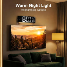 Load image into Gallery viewer, JALL 16.15 inch Large Digital Wall Clock, RGB Lights with Remote Control, Dual Alarms with Big LED Display, Auto DST, C° / F° Temperature for Classroom, Birthday Gift, Senior