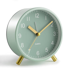 Load image into Gallery viewer, Analog Alarm Clock, 4 inch Super Silent Non Ticking Small Clock with Night Light, Battery Operated, Simple Design, Old Fashioned Style Ideal Decor, for Bedroom, Bedside, Desk, Adult, Kid, Gift, Green