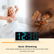 Load image into Gallery viewer, JALL 12'' Large Digital Wall Clock, Big LED Number Dispaly, RGB Colors, DST, Night Light for Classroom, Living Room, Bedroom, Mounted, Birthday Xmas Gift