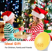 Load image into Gallery viewer, Wake Up Light Sunrise Alarm Clock for Kids, Heavy Sleepers, Bedroom, with Sunrise Simulation, Sleep Aid, Dual Alarms, FM Radio, Snooze, Nightlight, Daylight, 7 Colors, 7 Natural Sounds, Ideal for Gift