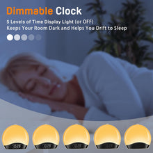 Load image into Gallery viewer, JALL Sunrise Alarm Clock for Bedrooms with White Noise Sound Machine, Wake Up Light Alarm Clocks for Heavy Sleepers &amp; Kids, Dual Alarms, Nightlight, Sleep Timer, Bluetooth Speaker
