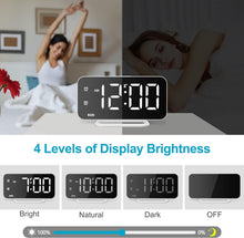 Load image into Gallery viewer, Slim LED Digital Alarm Clock, Mirror Surface for Makeup, with Diming, Large Display, Easy Setting, USB Charger Ports, Modern Bedroom, Desk, Office Living Room Decor, Christmas Birthday for Women Girl