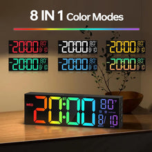 Load image into Gallery viewer, JALL 16.2" Large Digital Wall Clock with Bluetooth Sync, RGB Digital Clock Large Display with Auto DST, Wall Clock for Classroom Bedroom Gym Office, Led Clock for Seniors (Black)