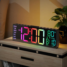 Load image into Gallery viewer, JALL 10.5'' Large Digital Alarm Clock with 8 RGB Colors, Date, Month, Temperature LED, Auto DST, Digital Clock Large Display for Classroom, Office, Bedroom, Back-to-School Gift for Students, Teachers