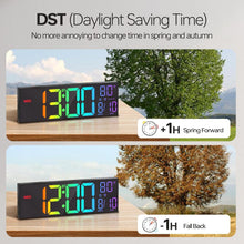 Load image into Gallery viewer, JALL 16.2" Large Digital Wall Clock with Bluetooth Sync, RGB Digital Clock Large Display with Auto DST, Wall Clock for Classroom Bedroom Gym Office, Led Clock for Seniors (Black)