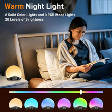 Load image into Gallery viewer, JALL Sunrise Alarm Clock for Bedrooms with White Noise Sound Machine, Wake Up Light Alarm Clocks for Heavy Sleepers &amp; Kids, Dual Alarms, Nightlight, Sleep Timer, Bluetooth Speaker