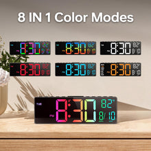 Load image into Gallery viewer, JALL 10.5'' Large Digital Alarm Clock with 8 RGB Colors, Date, Month, Temperature LED, Auto DST, Digital Clock Large Display for Classroom, Office, Bedroom, Back-to-School Gift for Students, Teachers