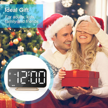 Load image into Gallery viewer, JALL Slim LED Digital Alarm Clock, Mirror Surface for Makeup, with Diming, Large Display, Easy Setting, USB Ports, Modern Decor for Bedroom, Desk, Idea for Women, Sister, College Girl, Black