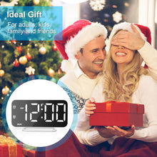 Load image into Gallery viewer, Slim LED Digital Alarm Clock, Mirror Surface for Makeup, with Diming, Large Display, Easy Setting, USB Charger Ports, Modern Bedroom, Desk, Office Living Room Decor, Christmas Birthday for Women Girl